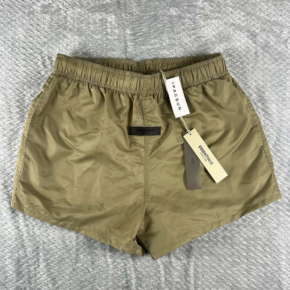 Fear Of God Essentials Nylon Shorts Oak Small NWT PacSun Drawstring Beige